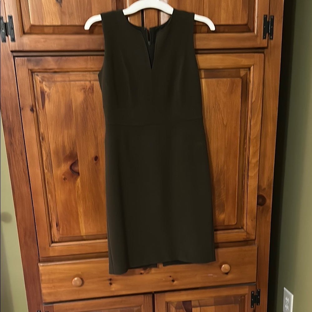 Dark Green/Olive Ann Taylor Sheath Midi Dress In Excellent Condition